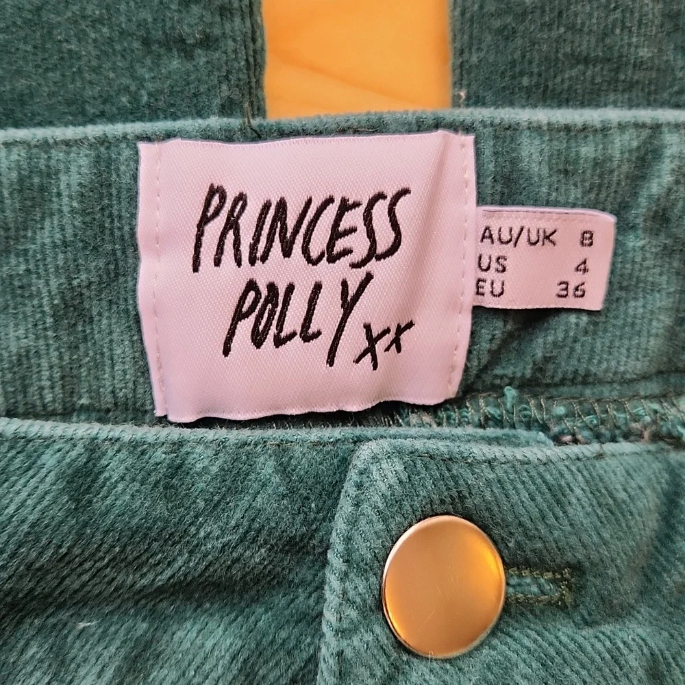 Princess Polly Nadia Corduroy Flare Pants Emerald Green High Rise Jeans Y2K 4 - Picture 9 of 15